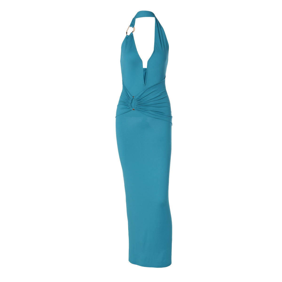 Damen Elegantes Maxikleid mit tiefem V-Ausschnitt und innovativen Drapierungen R&B