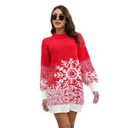 Damen Weihnachtsstrickkleid mit festlichem Schneeflocken-Muster R&B