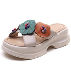 Damen Plateau-Pantoletten mit floralem Design und komfortabler Sohle