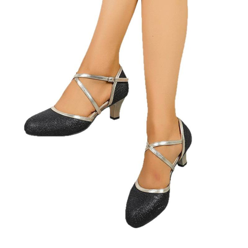 Damen elegante Sling-Pumps mit dekorativen Riemen und Blockabsatz R&B