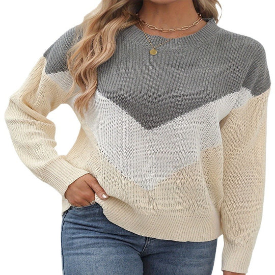 Damen modischer gestrickter Pullover mit V-Shape-Muster R&B