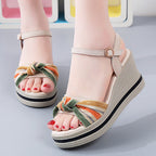 Damen Wedge-Sandaletten mit modischem Knotendesign und verstellbarem Riemen R&B