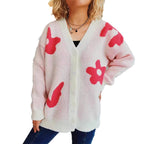 Damen gemütliche Strickjacke mit verspielten Motivakzenten R&B
