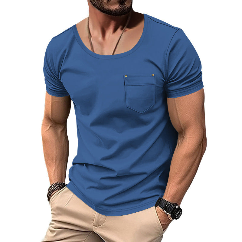 Herren T-Shirt mit praktischer Brusttasche und modernem V-Ausschnitt