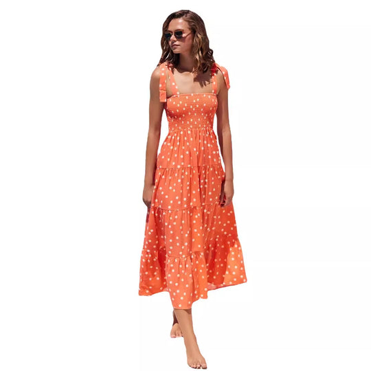 Damen Maxikleid mit Trägern und Rüschendetails R&B