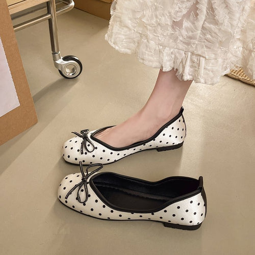 Damen Ballerinas mit modernem Punktedesign und elegantem Schleifenakzent R&B