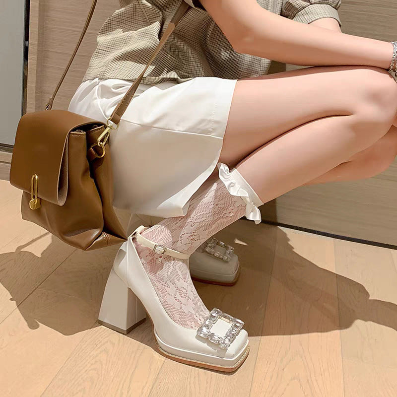 Damen Plateau-Pumps mit dekorativem Strassbesatz R&B