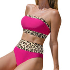 Damen Hochgeschnittenes Tiermuster Bikini-Set R&B
