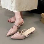 Damen Slingback-Pumps mit zierlichem Strassketten-Detail R&B