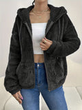 Damen kuschelige Fleecejacke mit Kapuze und seitlichen Taschen R&B