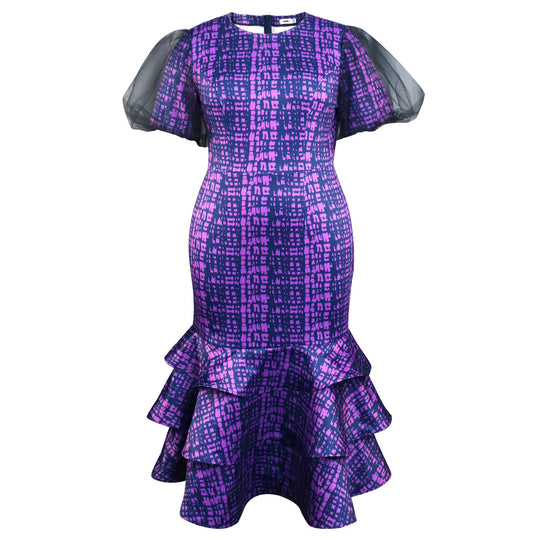 Damen Elegantes Kleid mit voluminösen Tüllärmeln und asymmetrischem Rüschenrock R&B