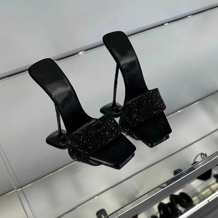 Damen glamouröse High Heel Mules mit funkelnden Strassdetails R&B