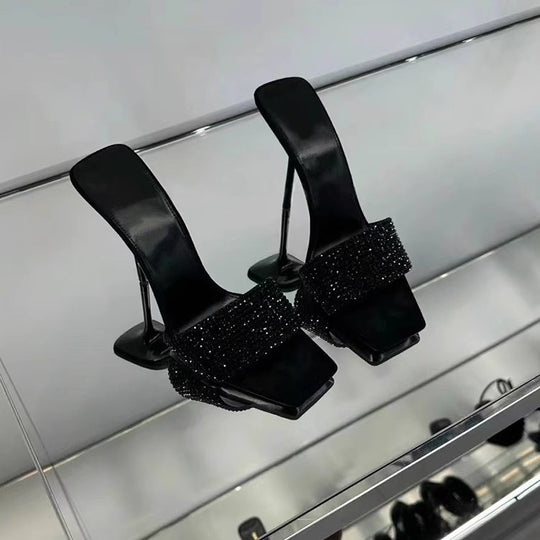 Damen glamouröse High Heel Mules mit funkelnden Strassdetails R&B