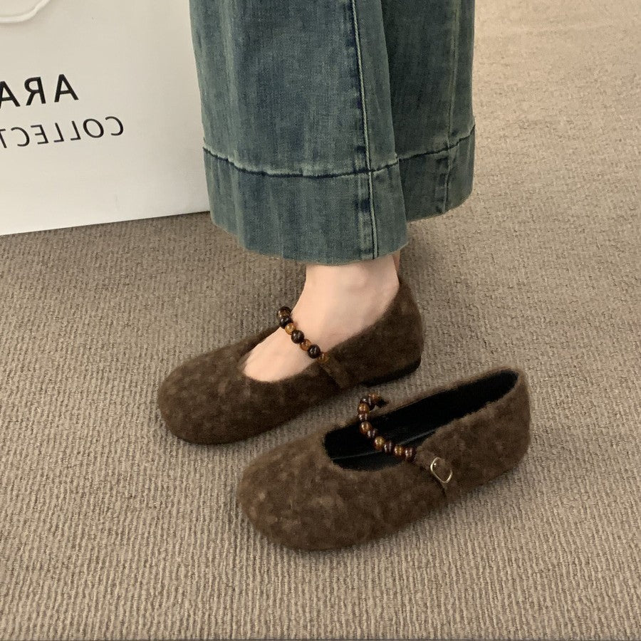 Damen Filz-Ballerinas mit modischer Riemchen-Applikation R&B