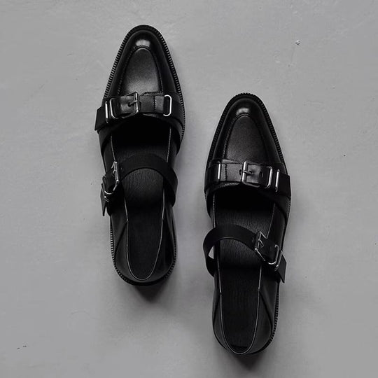 Damen elegante Schnürschuhe mit modischer Schnallenverzierung R&B