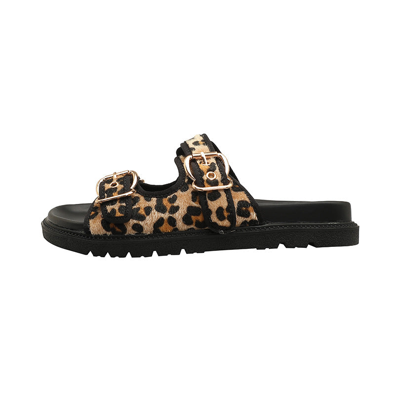 Damen Chunky Sandalen mit tierischem Muster und komfortablem Riemendesign R&B