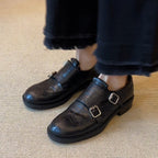 Damen elegante Schnürschuhe mit doppeltem Riemen und feiner Brogue-Prägung R&B