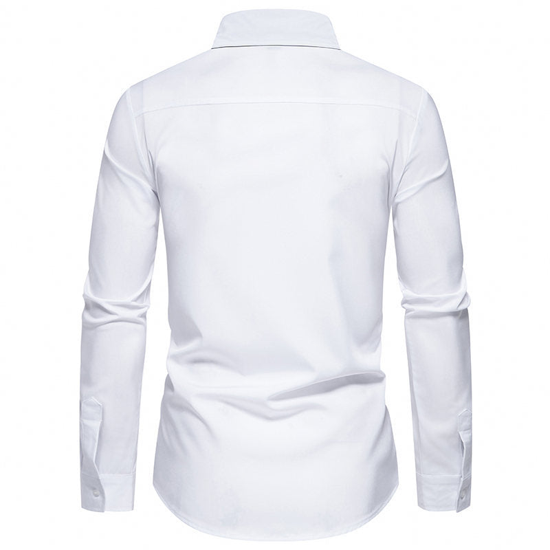 Herren elegantes Slim-Fit Hemd mit kontrastierendem Kragen und hochwertigen Stoffdetails