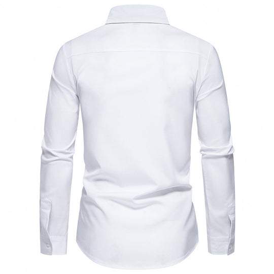 Herren elegantes Slim-Fit Hemd mit kontrastierendem Kragen und hochwertigen Stoffdetails R&B