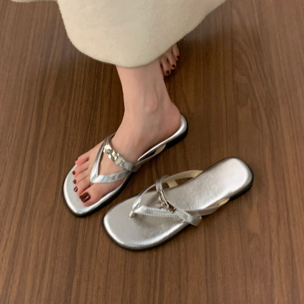 Damen modische Zehentrenner-Sandalen mit funkelnden Akzenten