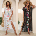 Damen Häkel-Kaftan mit fröhlichen Blumenmotiven R&B