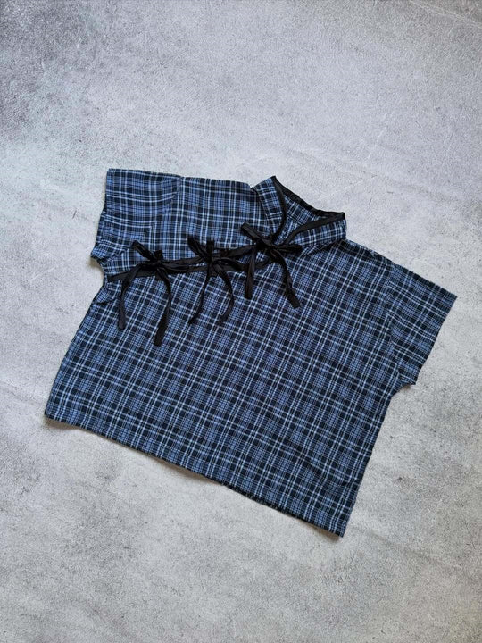 Damen Urbanes Karo-Top mit raffinierten Rüschendetails R&B