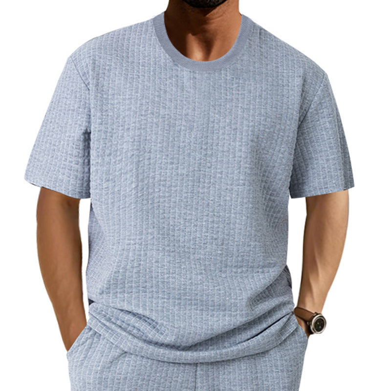 Herren lässiges Rundhals-T-Shirt mit strukturiertem Gewebe R&B