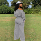 Damen Lässiges Two-Piece Set mit weitem Schnitt und Schulterfreiem Design R&B