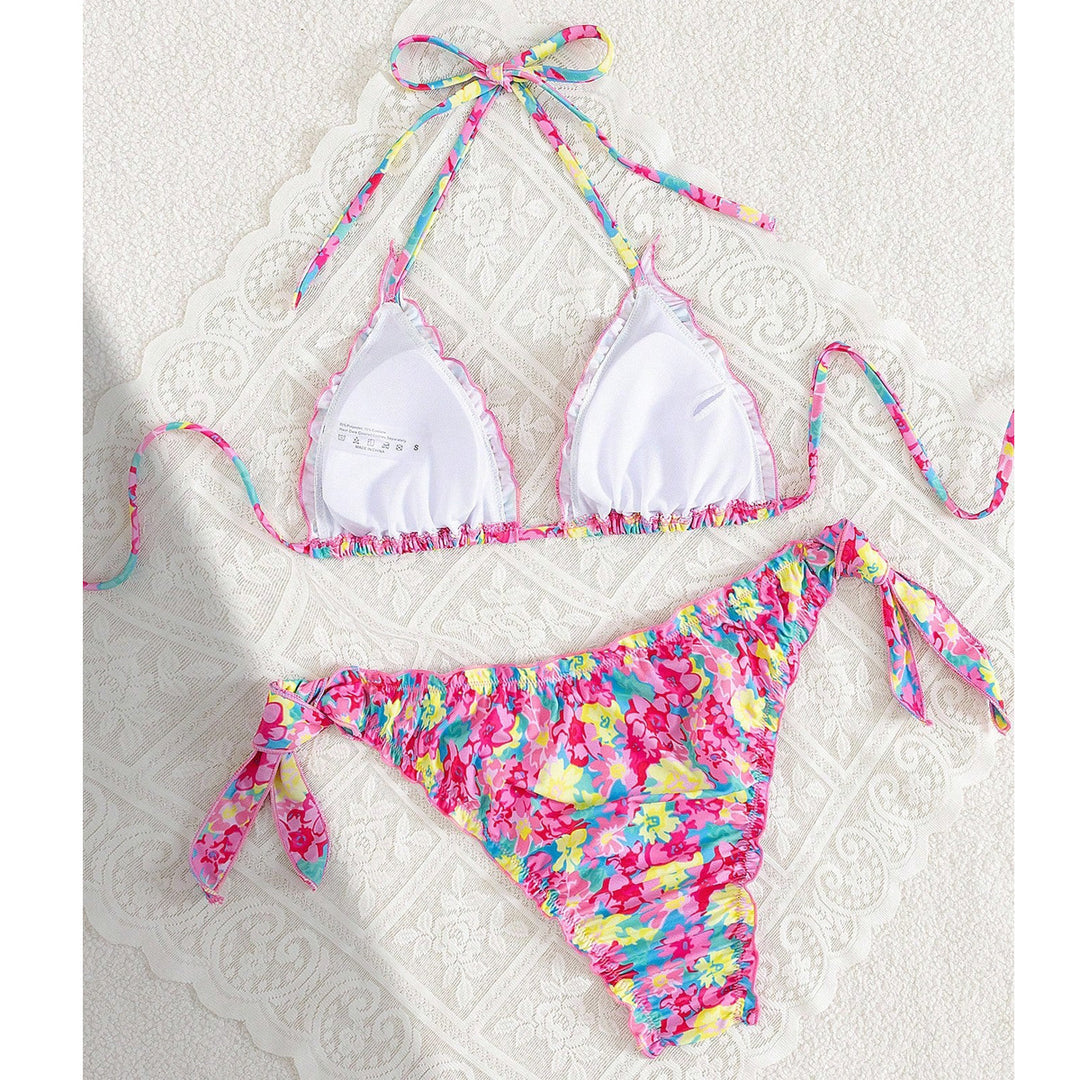 Damen Triangel-Bikini mit verspieltem Blütenmuster R&B