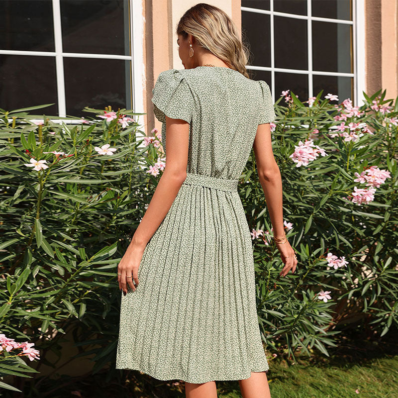 Damen Midikleid mit verspieltem Bindegürtel und elegantem Faltenwurf