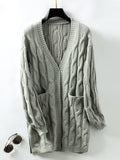 Damen Strickjacke mit V-Ausschnitt und praktischen Taschen R&B