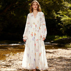 Damen Maxikleid mit romantischen Blumenmotiven R&B