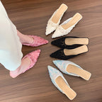 Damen Elegante Mules mit floralem Rosen-Design und modischem Absatz R&B