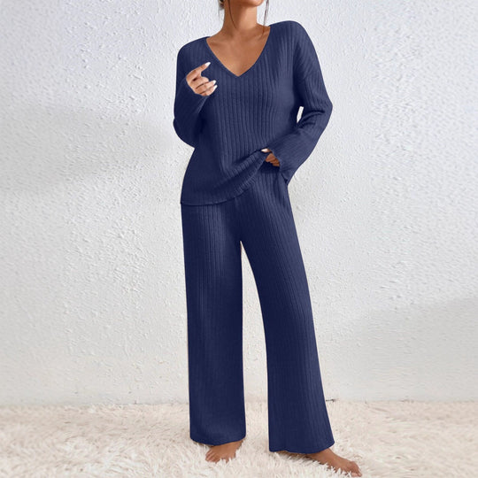 Damen Lässiges Strick-Loungewear-Set R&B
