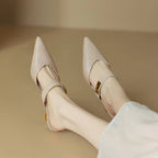Damen elegante Slingback-Mules mit dekorativem Riemen R&B