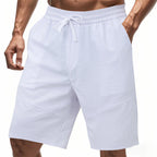 Herren nan knielange Leinenmix-Shorts mit elastischem Kordelzugbund und seitlichen Schubtaschen R&B