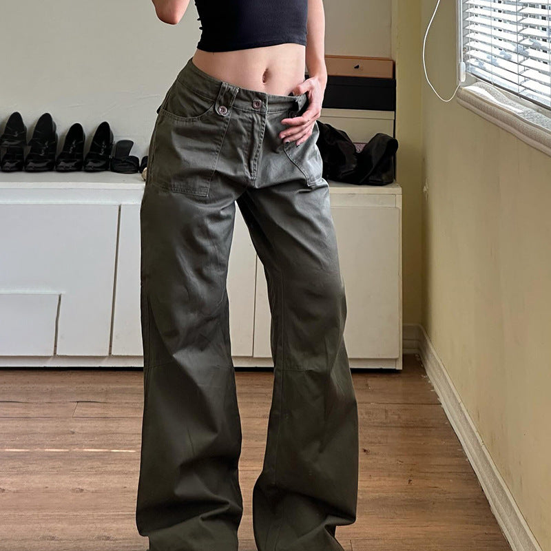 Damen weite Cargo-Hosen mit praktischen Taschen und engem Bund R&B