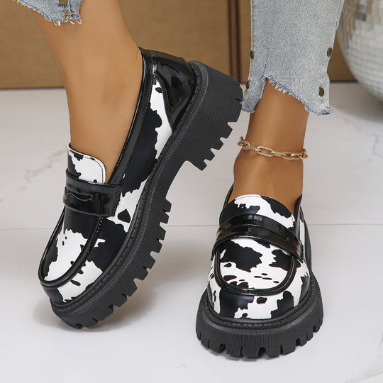 Damen Trendige Mokassin-Schuhe mit auffälligem Zebra-Druck und komfortabler Sohle R&B