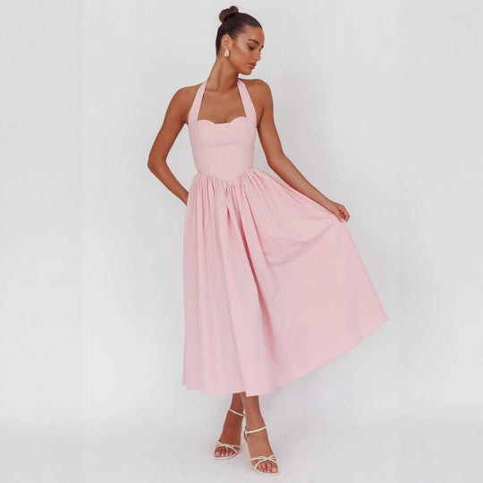 Damen Elegantem Halterneck Maxi-Kleid R&B