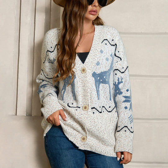 Damen Strickjacke mit kunstvollem Muster und eleganten Knopfdetails R&B