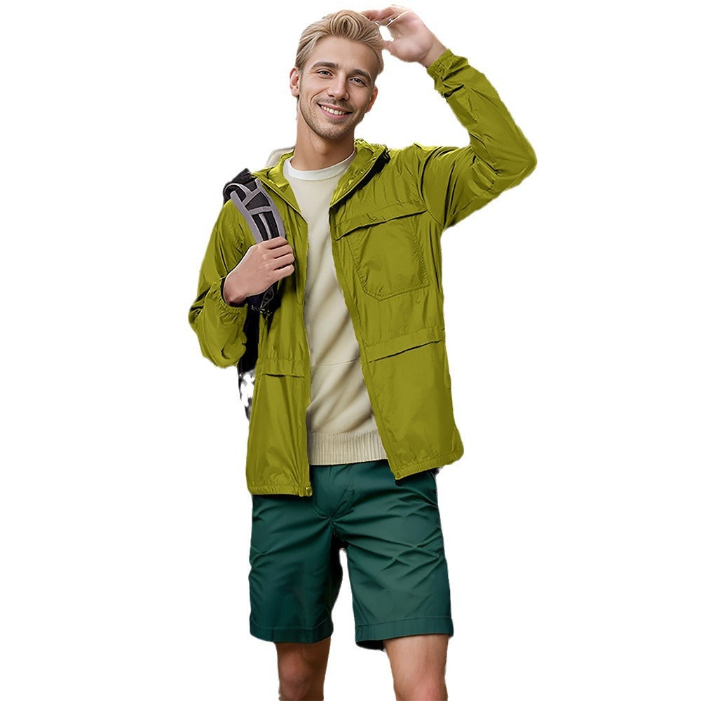 Herren leichte Outdoor-Jacke mit praktischen Taschen und verstellbarem Kapuzenkragen R&B