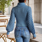 Damen Pullover mit hochgeschlossenem Kragen und Cut-Outs R&B