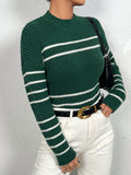 Damen gestrickter Pullover mit stylishem Streifenmuster R&B