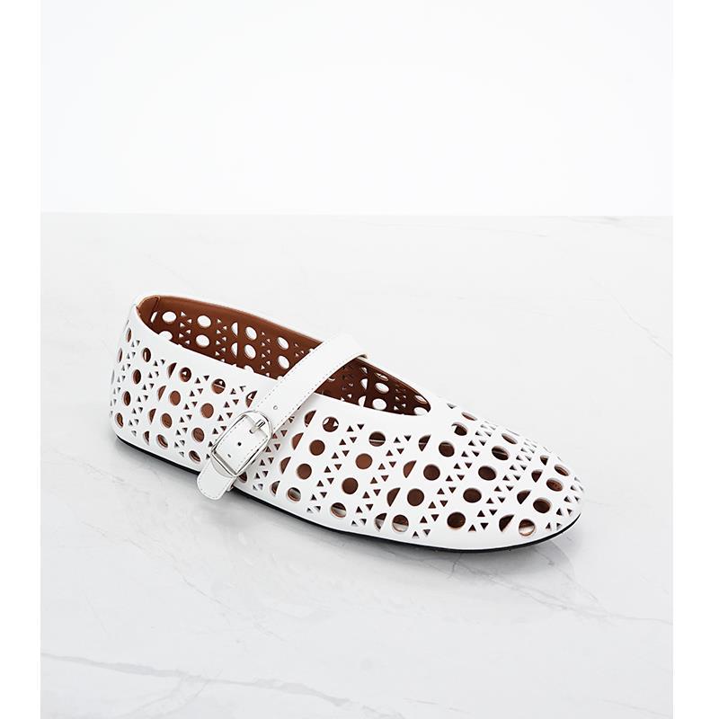 Damen Ballerinas mit perforiertem Design und verstellbarem Riemen R&B