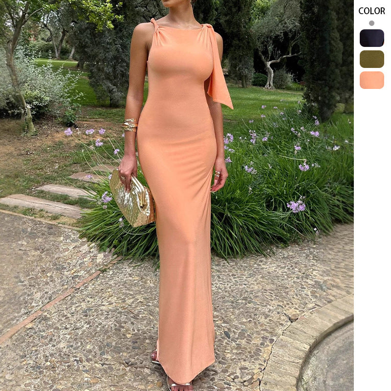 Damen Langärmliges Wickelkleid mit asymmetrischem Schnitt und eleganter Taillierung R&B