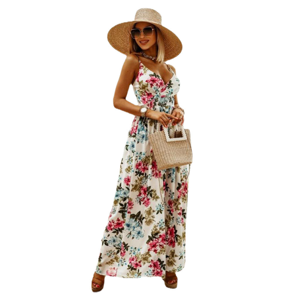 Damen Maxikleid mit floralen Mustern und raffiniertem Schnitt R&B