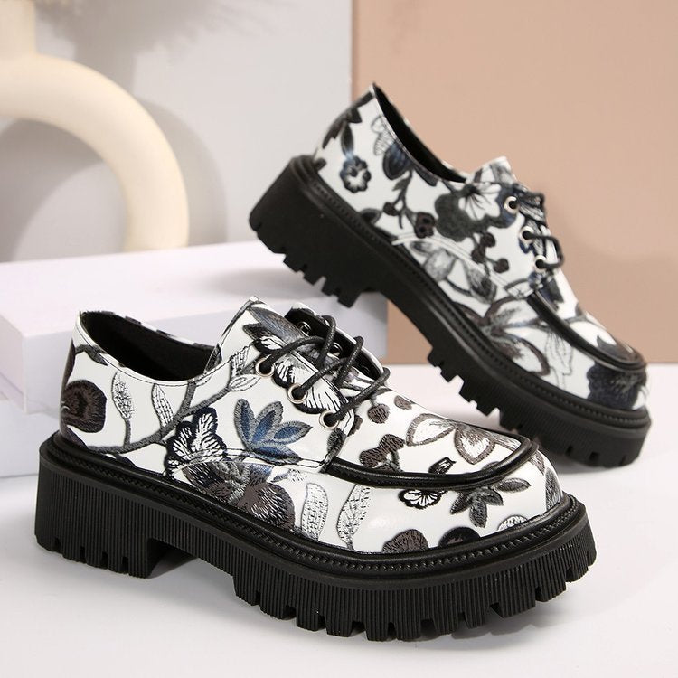 Damen modische Schnürschuhe mit floralem Design und rutschfester Profilsohle R&B