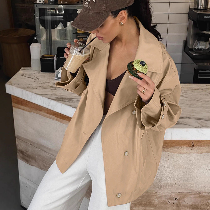 Damen Oversized Trenchcoatjacke mit eleganten Details R&B
