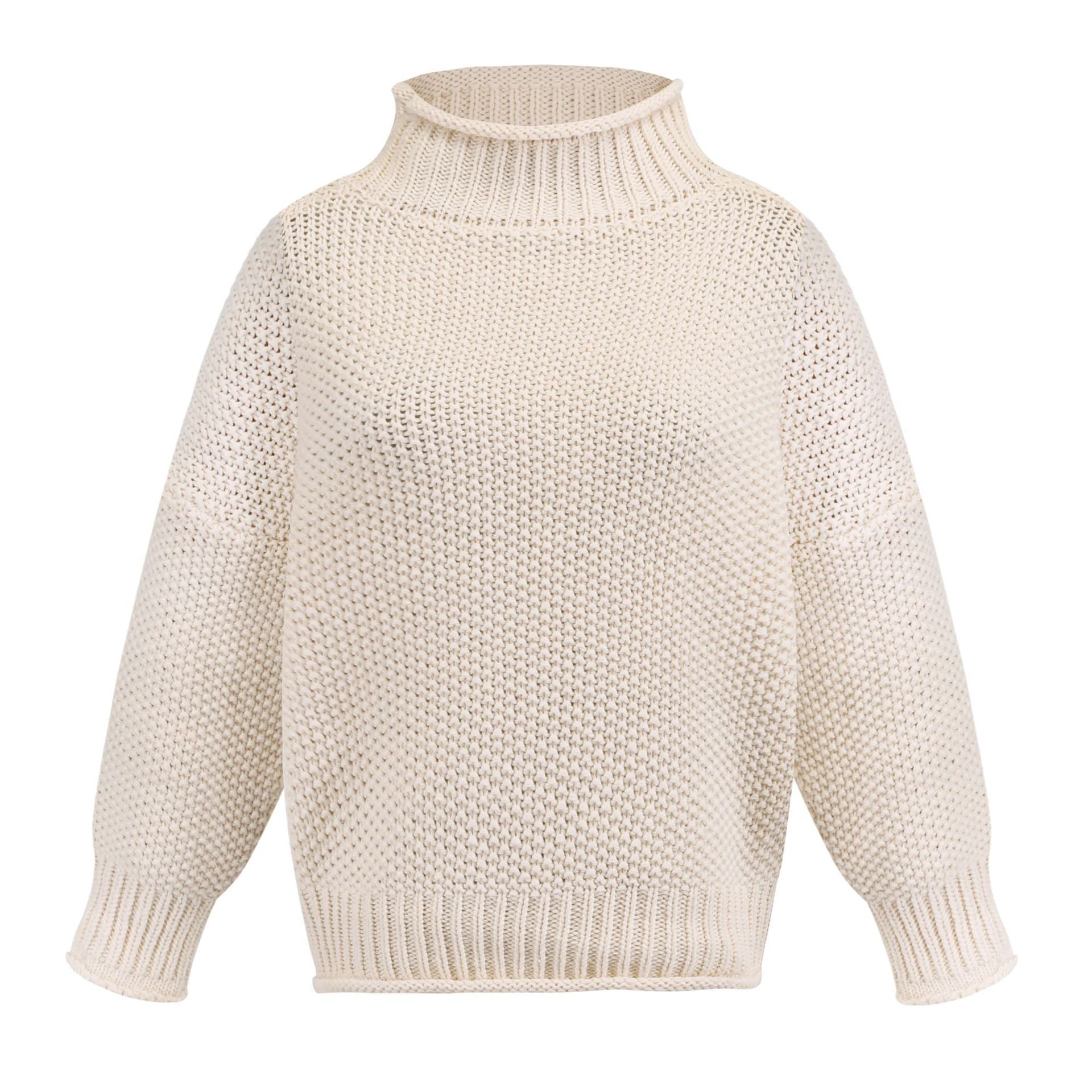 Damen Gemütlicher Pullover mit hohem Kragen und strukturierter Maschenoptik R&B