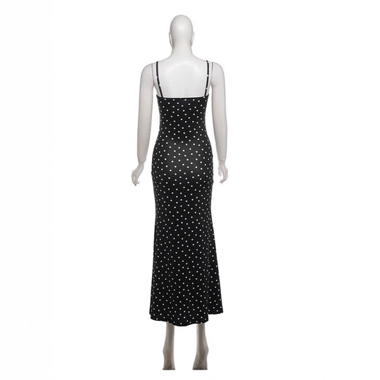 Damen Maxikleid mit Rüschen und Punkten R&B